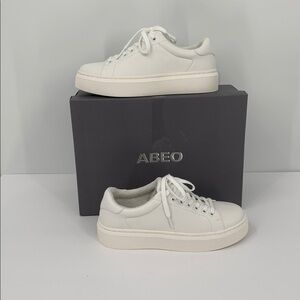 Abeo Jump street platform sneakers shoe lace-up tie white leather new 8 WIDE 8W